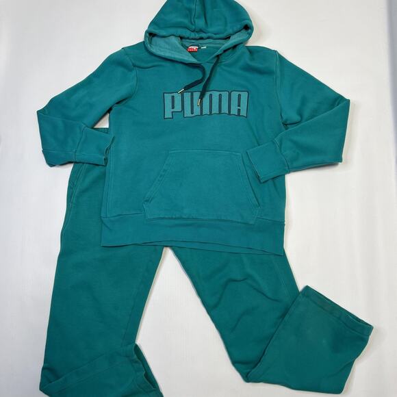 Puma Hoodie Sweatshirt Pants Set Womens Large Pullover Low Rise Tracksuit Logo - Picture 1 of 16
